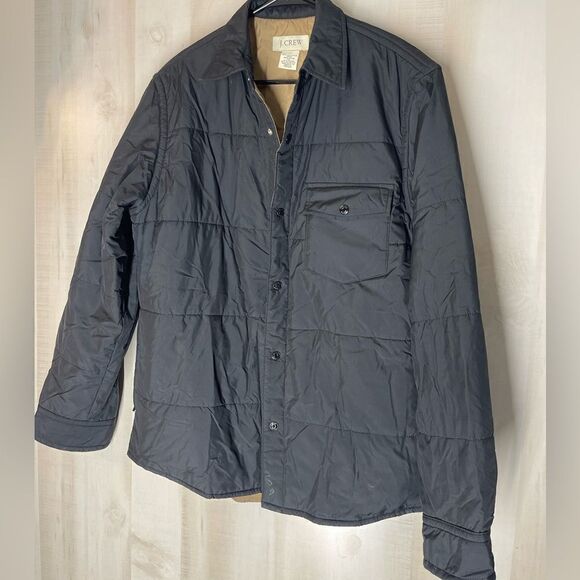 J. Crew black quilted jacket‎ coat, size medium - Picture 1 of 12